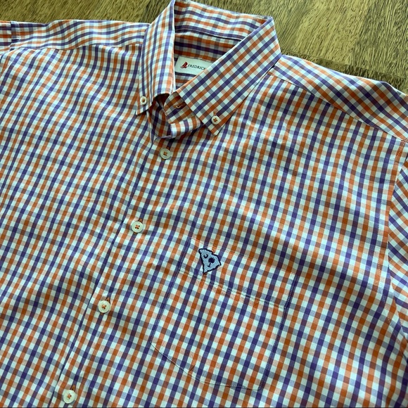 Fredrick Martin South Carolina Embroidered Button Up Shirt Mens XL Plaid EUC - Picture 2 of 4